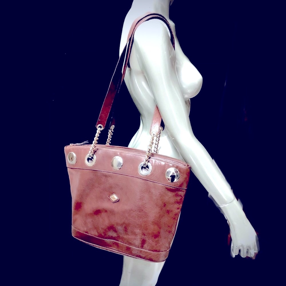I Santi Studded Chain Zip Tote Shoulder Bag